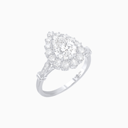 Vintage Style Pear - Shaped Halo Ring with Customizable Center Stone - Shahin Jewelry